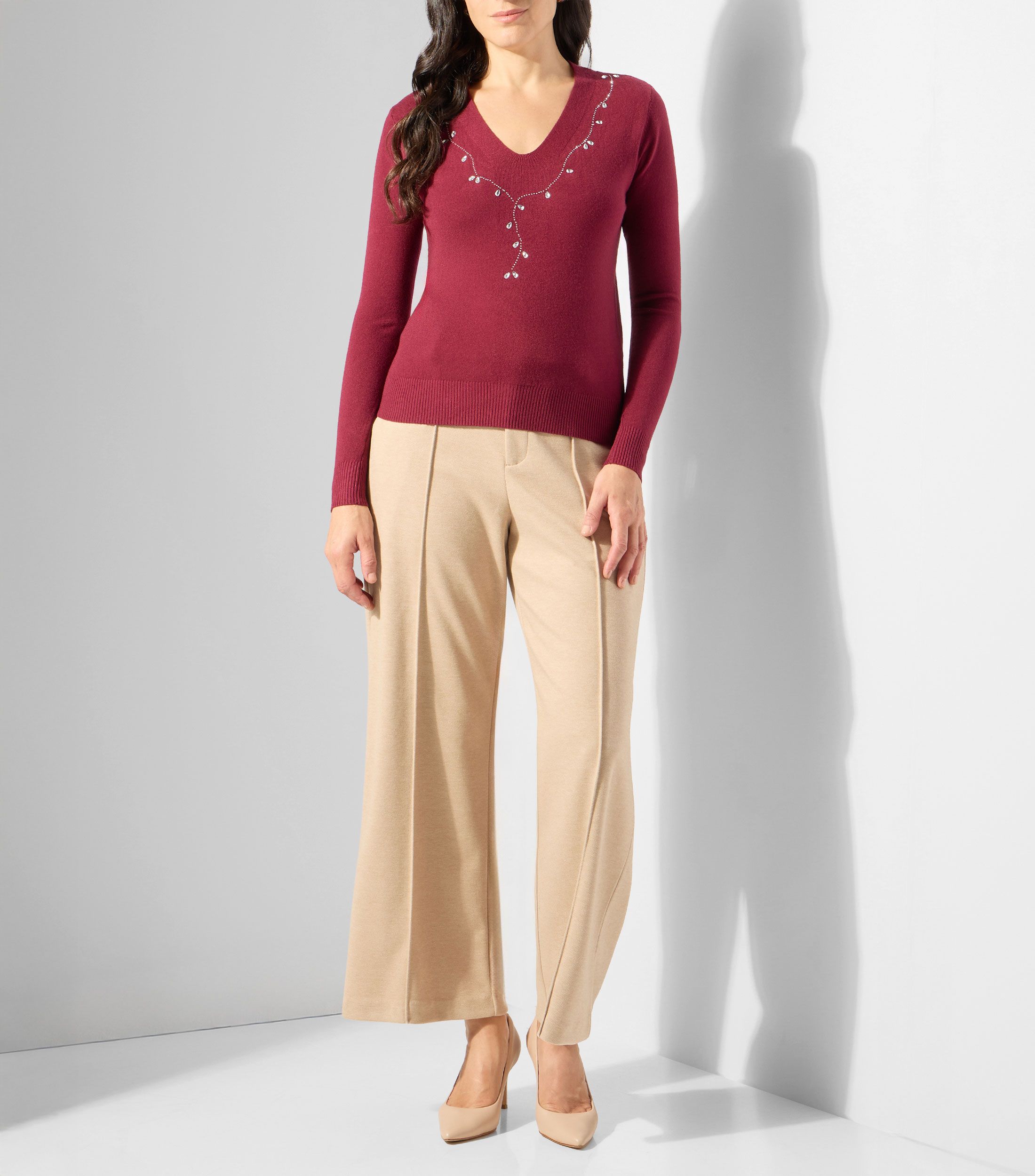 Suéter cuello V Mujer